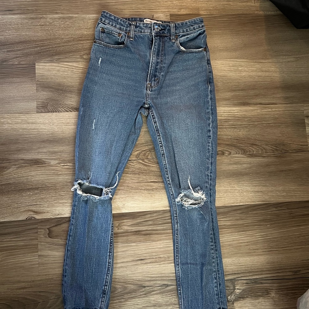 Abercrombie & Fitch Ripped Blue High Rise Skinny Jeans